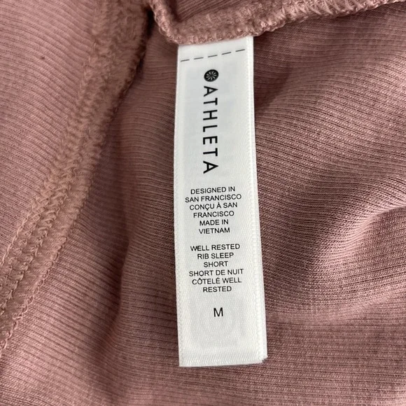 Athleta Well Rested Rib Sleep Shorts Womens Size M Pull On Stretch Mauve Pink - Picture 5 of 10